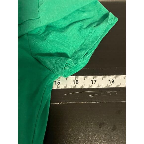 Ambiance Womens Fitted Crop Top Large Green Ruched Short Sleeve Grunge Y2K READ - Picture 7 of 9